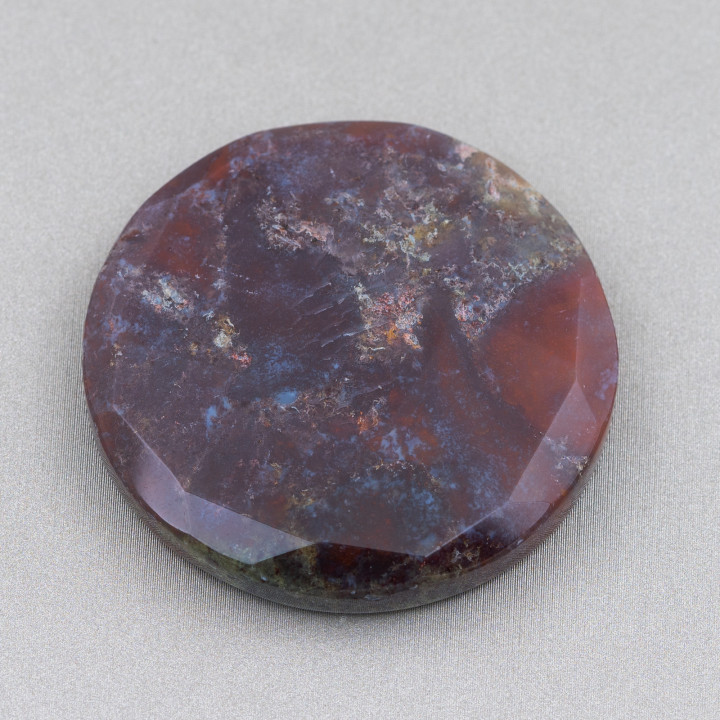 Large Round Faceted Cabochon Component 40mm 1pc Indian Agate