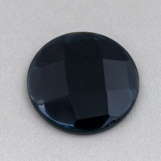 Large Round Faceted Cabochon Component 40mm 1pc Black Agate