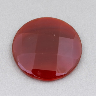 Componente Cabochon Grande Tondo Sfaccettato 40mm 1pz Agata Rossa