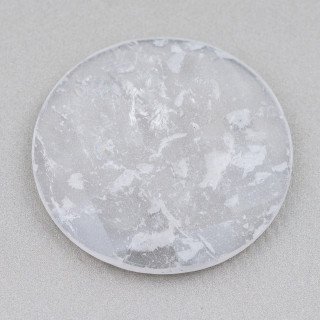 Μεγάλο Στρογγυλό Faceted Cabochon Component 40mm 1pc Rock Crystal