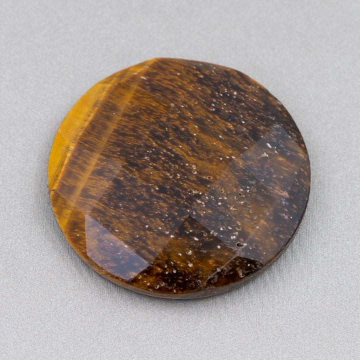 Large Round Faceted Cabochon Component 40mm 1pc Tiger Eye
