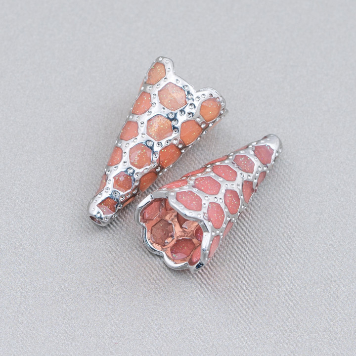 Connecteur de composants Laiton émaillé Perles Copetta Cône 11x23mm 6pcs
