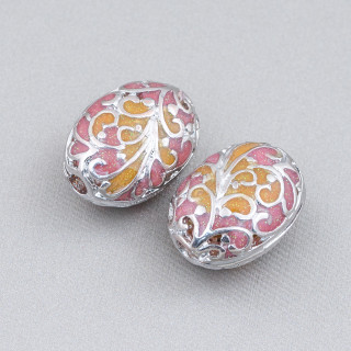 Conector Componente Cuentas de latón esmaltado Oval 15x20mm 6pcs