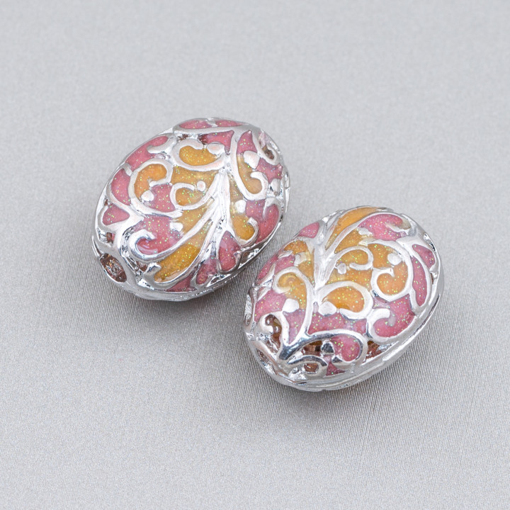 Conector Componente Cuentas de latón esmaltado Oval 15x20mm 6pcs