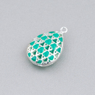 Connector Component Enamelled Brass Beads Pendant Drops 17x27mm 6pcs