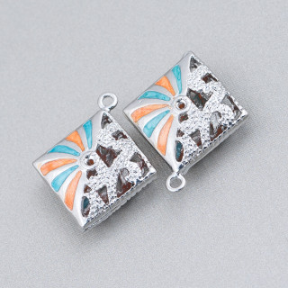 Connecteur Composant Laiton émaillé Perles Pendentif Losange 22x25mm 6pcs