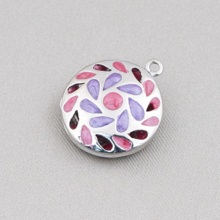 Connector Component Enamelled Brass Beads Flat Round Pendant 20mm 6pcs