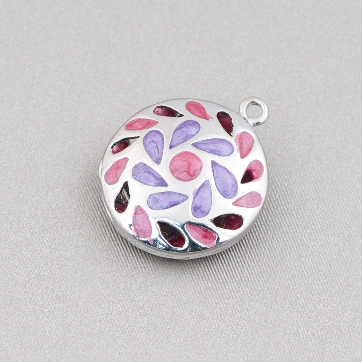 Connecteur Composant Laiton émaillé Perles Pendentif Plat Rond 20mm 6pcs