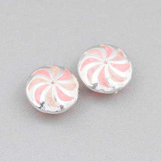 Connecteur Composant Laiton Perles Plat Rond Emaillé 16mm 6pcs