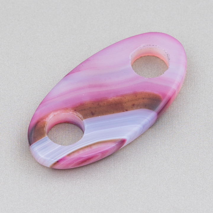 Creole Oval Component 25x50mm 2pcs Striped Purple Agate