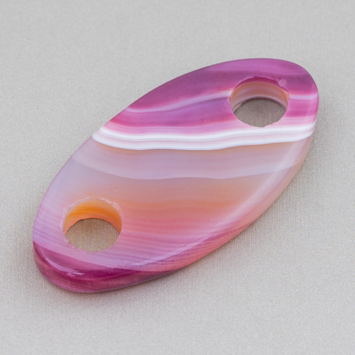 Composant Créole Ovale 30x60mm 2pcs Agate Violette Rayée