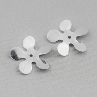 925 Silver Component Flower With Central Hole 17mm 12pcs