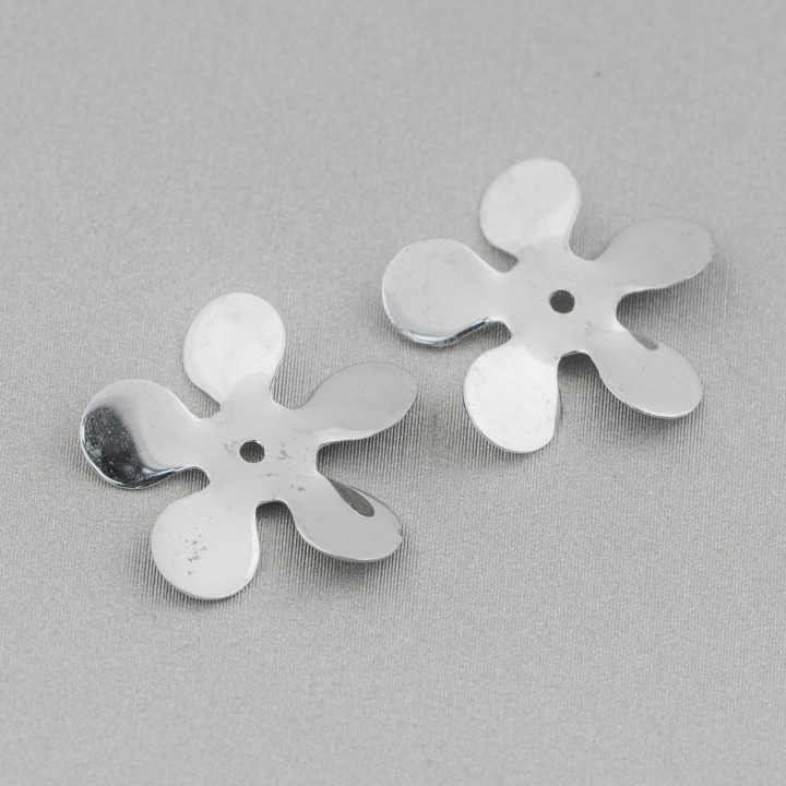 Composant de fleur en argent 925 avec trou central 17mm 12pcs