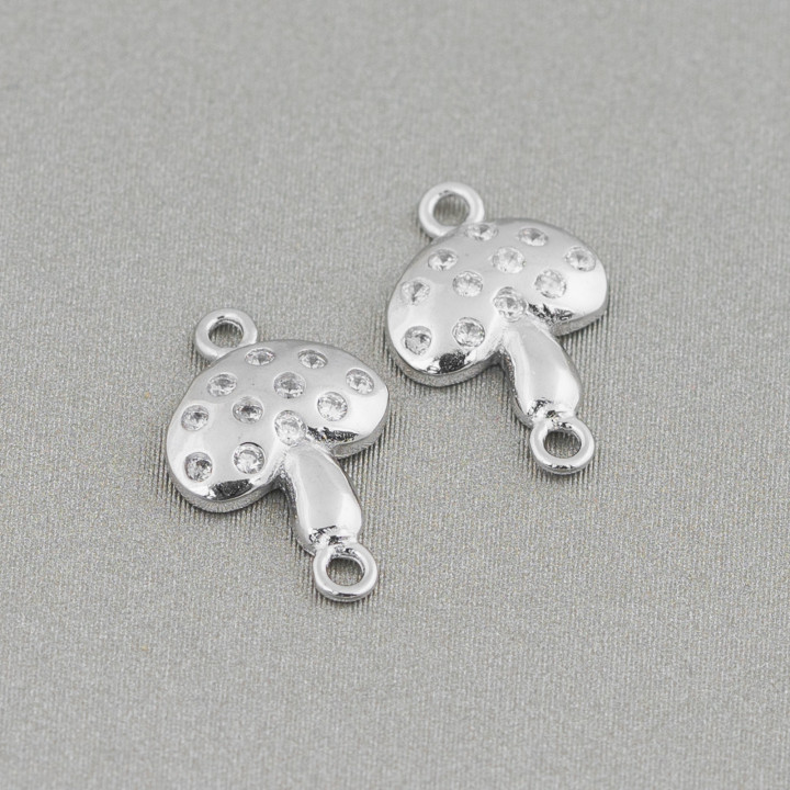 Komponente aus Silber mit Zirkonia mit 2 Pilzringen 8x13mm 10 Stk