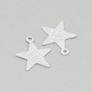 925 Silver Pendant Component Star Worked Plate 13x15mm 12pcs