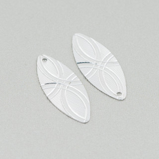 Composant Pendentif En Argent 925 Plaque De Riz Travaillé Double Face 10x18mm 10pcs