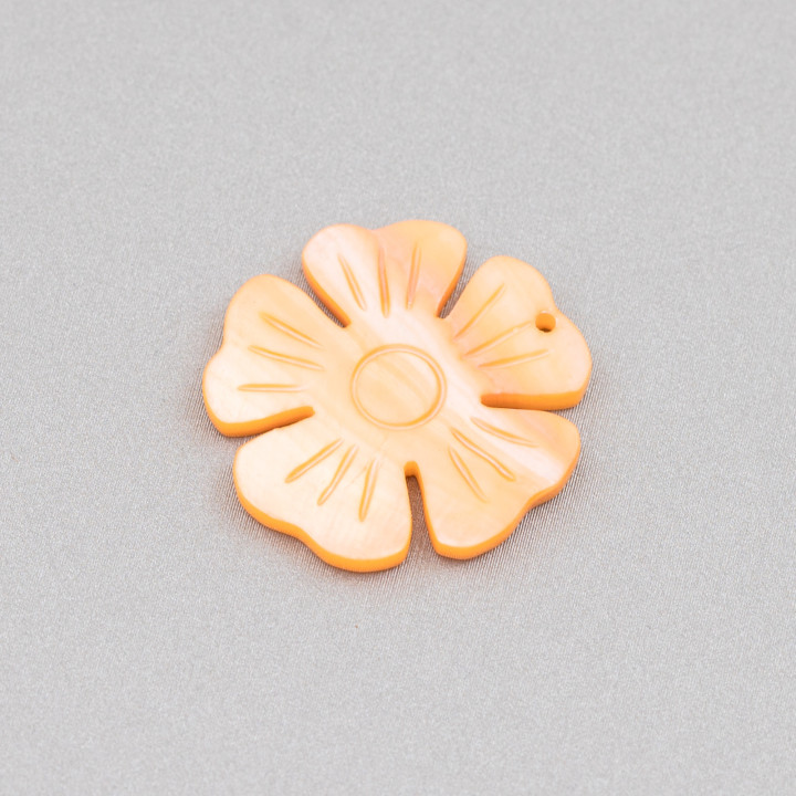 Componente Pendente Di Madreperla Piatta Inciso 25mm 4pz Pesca