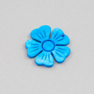 Componente Colgante de Nácar Plano Grabado 25mm 4pcs Turquesa