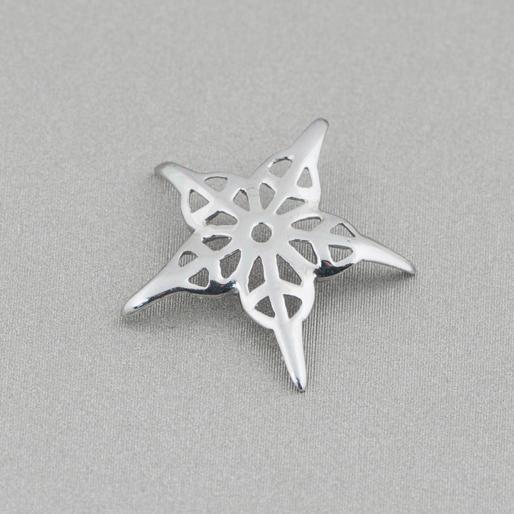 925 Sterling Silber Komponentenverbinder Perforierter Stern Cup Spacer 18mm 10St