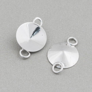 Στρογγυλή 925 Silver Component Connector With 2 Rings 11mm 10pcs