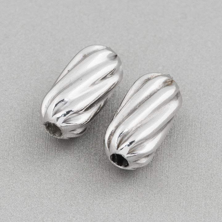 925 Sterling Silber Distanzkapsel mit Wellenlinien 8x16mm Rhodium 5St