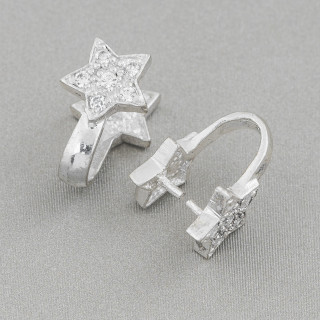 Hook for 925 Silver Pendant with Star Zircons 3pcs Silver