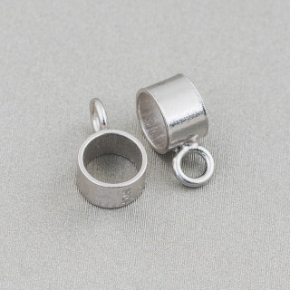 Hook for Tubular 925 Silver Pendant with 5mm Hole and 4mm Ring 18pcs Rhodium Plated