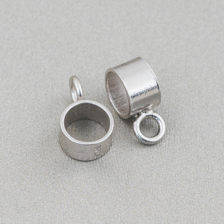 Hook for Tubular 925 Silver Pendant with 5mm Hole and 4mm Ring 18pcs Rhodium Plated