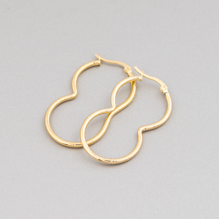 Boucles d'Oreilles Acier Fantaisie 25x45mm 5 Paires Doré