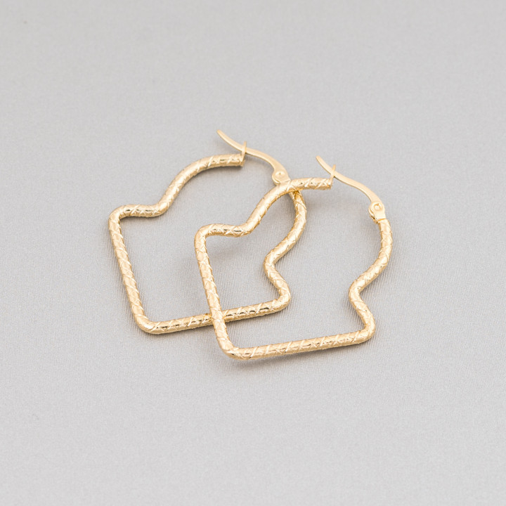 Fantasy Steel Earrings 33x40mm 5 Pairs Golden