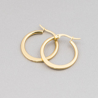 Boucles d'Oreilles Acier Lisse Diadème Plat 25mm 10 Paires Doré