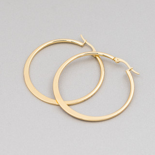 Boucles d'Oreilles Acier Lisse Diadème Plat 35mm 6 Paires Doré