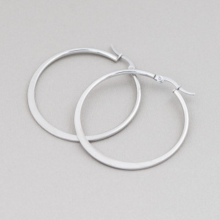 Aretes De Acero Liso Con Aro Plano 45mm 5 Pares