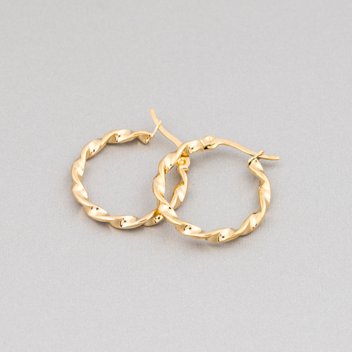 Diadema Giro Acero Liso 25mm 10 Pares Dorado