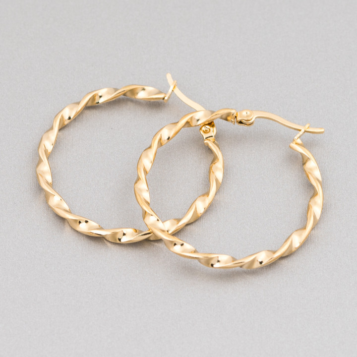 Diadema Giro Acero Liso 35mm 6 Pares Dorado