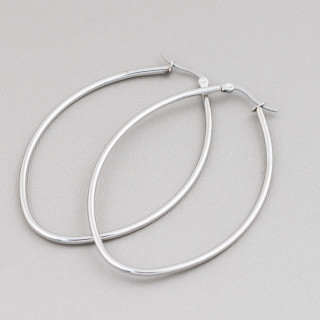 Boucles d'Oreilles Ovales Acier Lisse 55mm 5 Paires