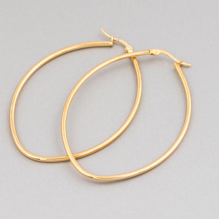 Pendientes Ovalados Acero Liso 75mm 4 Pares