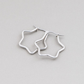Boucles d'Oreilles Etoile Acier Lisse 25mm 10Paires