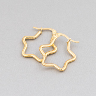 Sternohrringe aus glattem Stahl, 25 mm, 10 Paar, golden