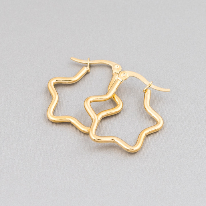 Sternohrringe aus glattem Stahl, 25 mm, 10 Paar, golden