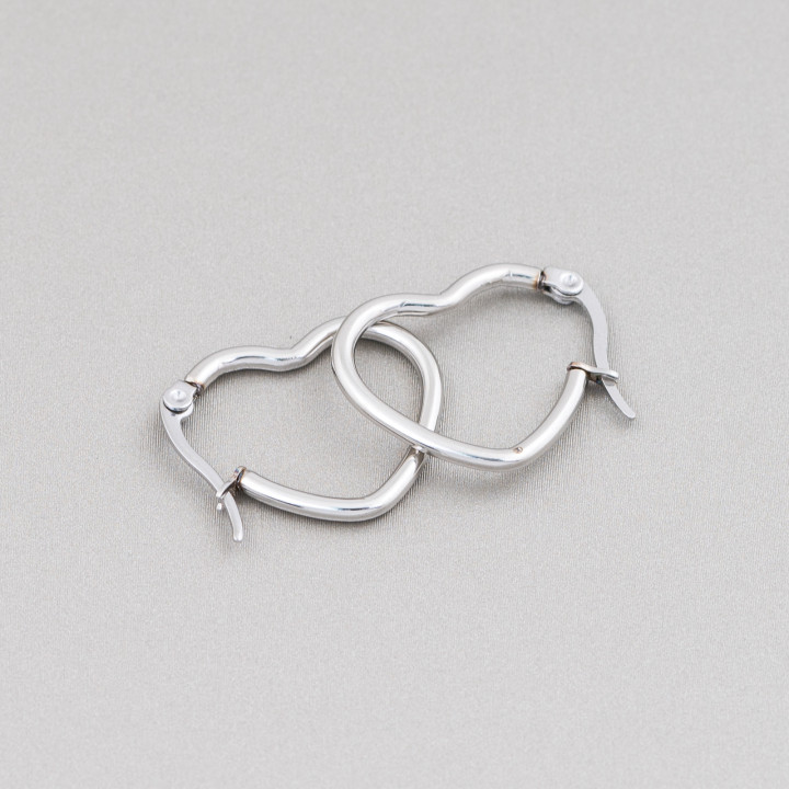 Smooth Steel Heart Earrings 25mm 8 Pairs