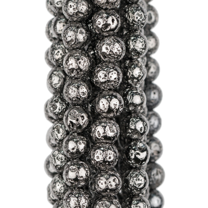 Ruthenium Plated Lava Stone 4mm