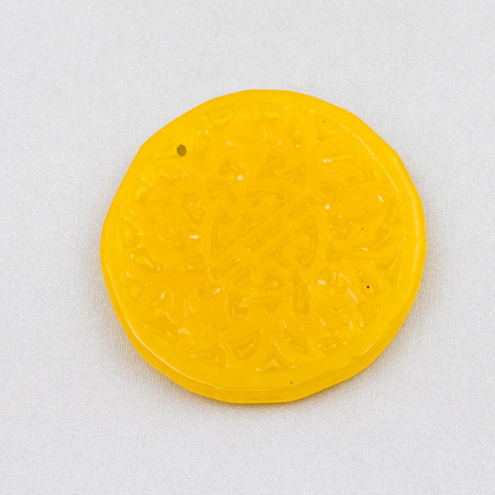 Composant Jade Birman Plaque Gravée 1pc Ronde 46mm Jaune