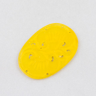 Jade Birman Composant Gravé Plaque 2pcs Ovale 35x50mm Jaune