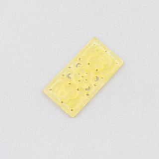 Burmesische Jade-Komponente, gravierte Platte, 2 Stück, rechteckig, 20 x 35 mm, Gelb