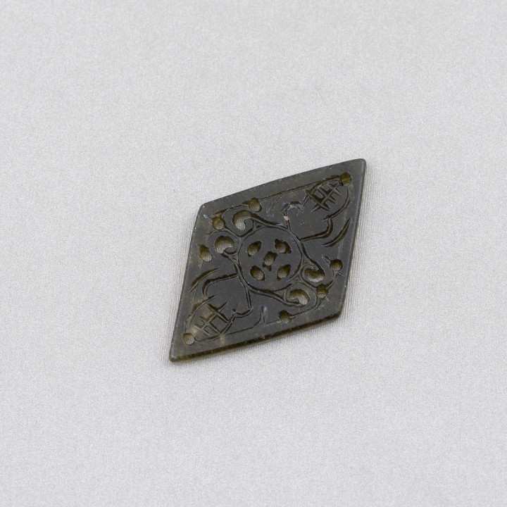 Burma Jade Component Engraved Plate 2pcs Rhombus 25x40mm