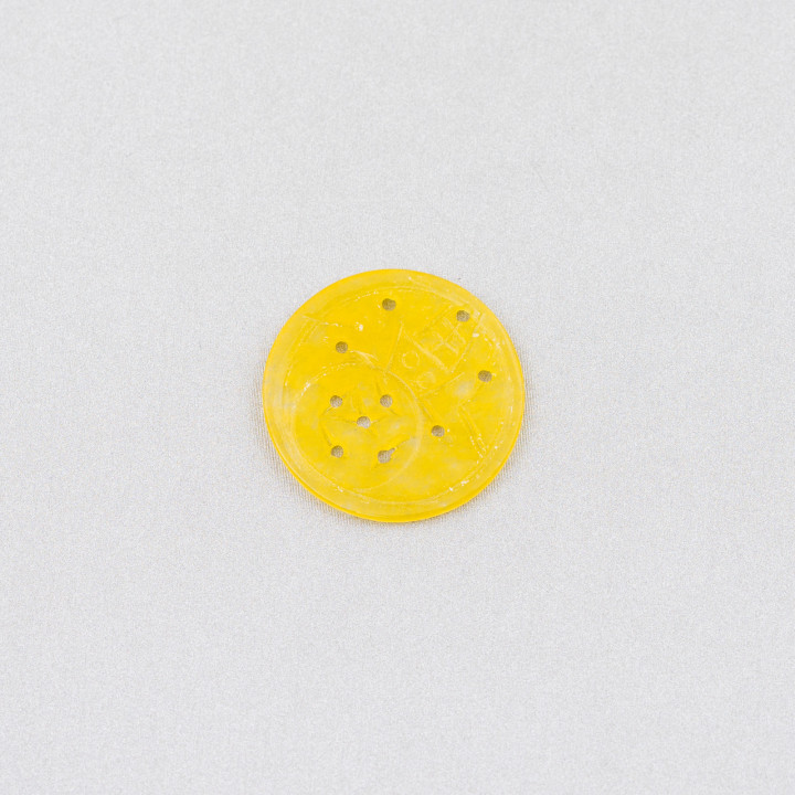 Jade Birman Composant Gravé Plaque 3pcs Ronde 23-25mm Jaune