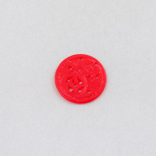 Burma Jade Component Engraved Plate 3pcs Round 23-25mm Red
