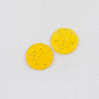 Burma Jade Component Engraved Plate 4pcs Round 19-21mm Yellow