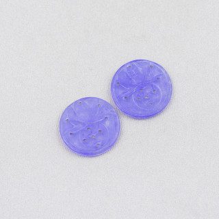 Componente Di Giada Burma Inciso Piastra 4pz Tondo 19-21mm Lilla